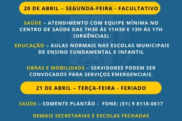 Ponto Facultativo na segunda-feira: veja o que funciona em Imigrante no feriado prolongado