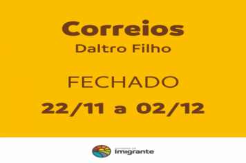 Correios de Daltro Filho estará fechado