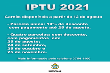 Carnês do IPTU estarão disponíveis a partir de quinta-feira, dia 12