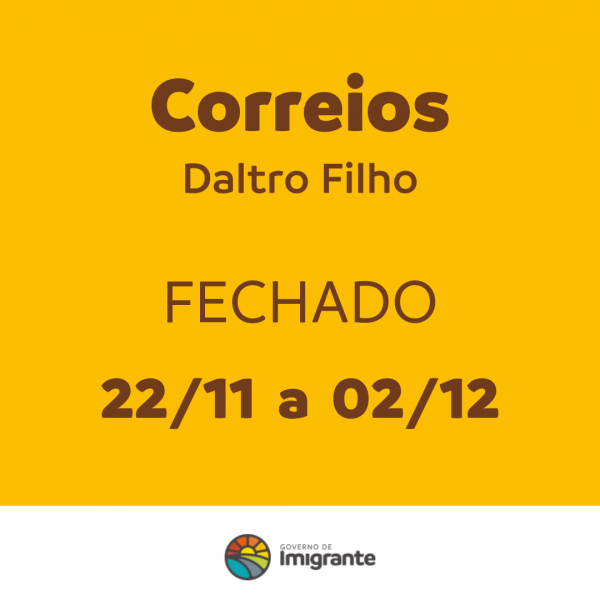 Correios de Daltro Filho estará fechado
