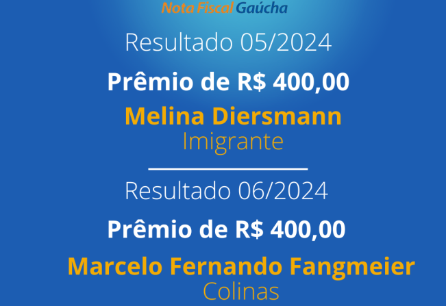 Divulgados ganhadores da NFG Municipal