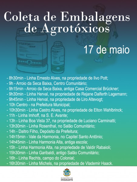 Roteiro recolhimento agrotóxicos